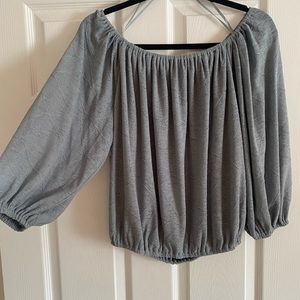 Never worn blueish gray off the shoulder blouse